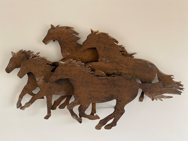Stamped Metal Running Horses Rustic Metal Running Horses Wall Art, 3D Laser Cut Country Decor - Etsy