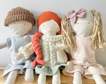 Linen cotton rag doll, boy or girl