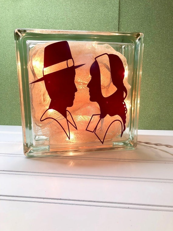 Pilgrim Handmade Lighted Glass Block Thanksgiving Etsy