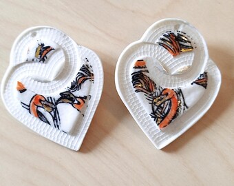 Unique earrings made of paper porcelain.