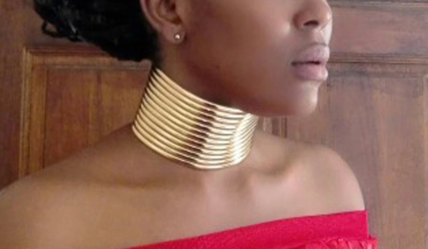 African Style Choker / Gold High Necklace - Gold – AfricanFabs