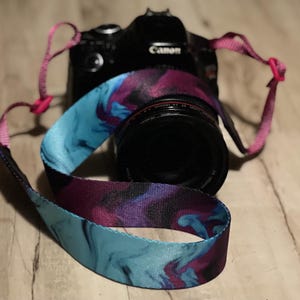 Tie Dye Camera Strap, Gift for Photographer, Camera Accessories, Blue Purple Camera Strap, Gift for Lady, Purse Strap