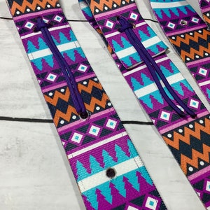 Aztec Cinch Strap Set, Latigo Strap, Off Billet Strap, Western Saddle Cinch Strap, Blue Cinch Strap, Tack Set, Paisley Cinch