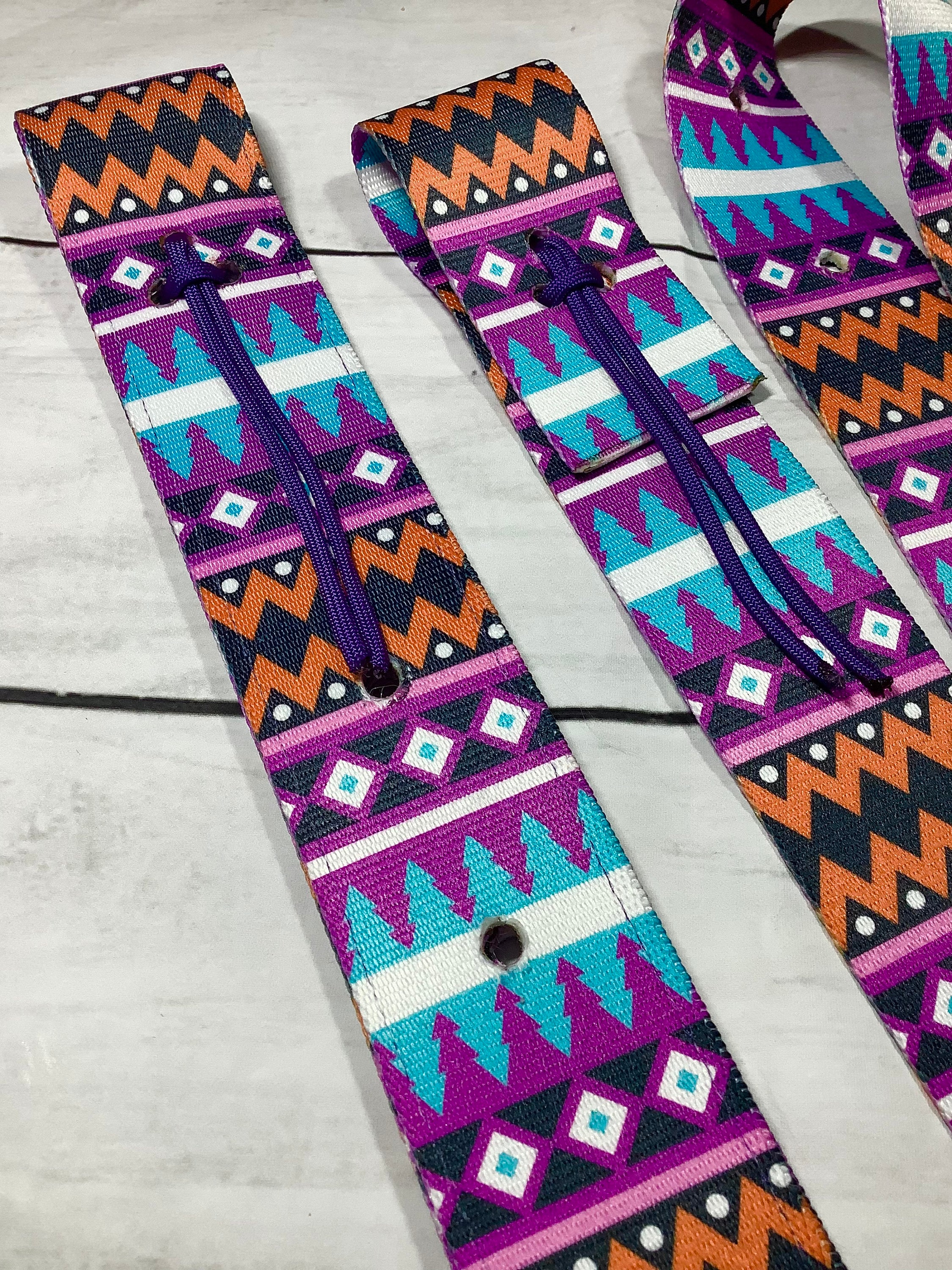 Pony/Mini Horse Aztec Cinch Strap Set, Latigo Strap, Off Billet Strap, Western Saddle Cinch Strap, Blue Cinch Strap, Tack Set, Paisley Cinch
