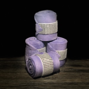 Equine Polo Wraps, Horse Polo Wraps, Stable Wraps, Set of 2 or 4 White & Purple Polo Wraps