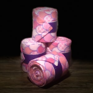 Mermaid Polo Wraps, Horse Polo Wraps, Set of 2 or 4, Pink Polo Wraps, Fleece Polo Wraps, Polo Wraps for Horses, Mini, Pony Polo Wraps