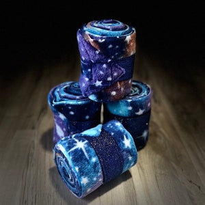 Galaxy Polo Wraps, Horse Polo Wraps, Horse Lover Gift, Set of 2 or 4 Blue & Purple Equine Polo Wraps, For Pony, Mini, Show Lamb