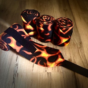 Flame Polo Wraps, Horse Polo Wraps, Horse Legs Wraps, Set of 2 or 4, Fire Polo Wraps, Polo Wraps for Horses, Miniature Horse, Pony