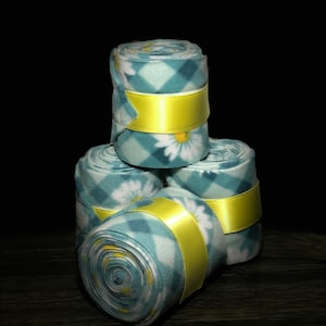 Daisy Polo Wraps, Horse Polo Wraps, Set of 2 or 4, Blue Polo Wraps, Fleece Polo Wraps, Polo Wraps for Horses, Mini, Pony