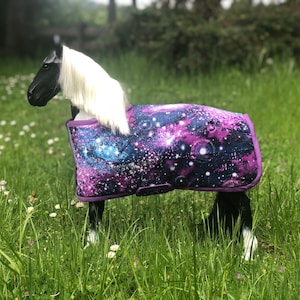 18” Horse Blanket ~ For 18 Inch Horse ~ Purple Galaxy ~ Winter Blanket for Doll Horse