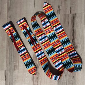 Pony/Mini Horse Aztec Cinch Strap Set, Latigo Strap, Off Billet Strap, Western Saddle Cinch Strap, Blue Cinch Strap, Tack Set, Paisley Cinch
