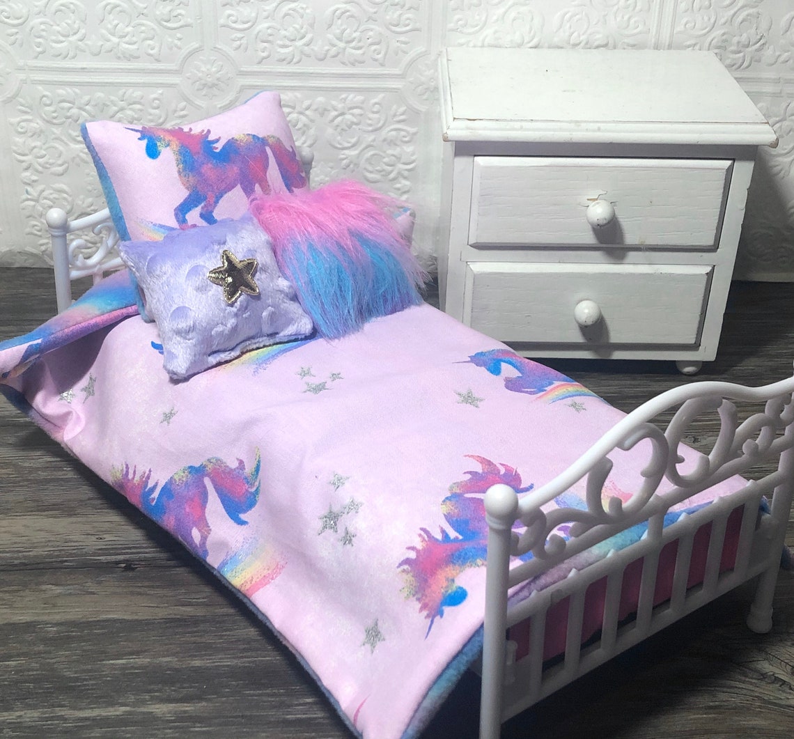 Unicorn Doll Bedding Set 12 Inch Doll Bedding 12 Doll Bed Etsy