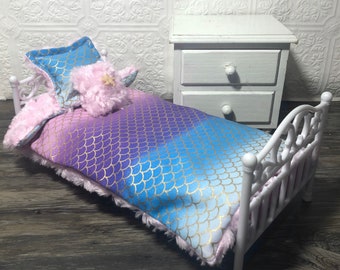 Mermaid Doll Bedding Set, 12” Doll Bedding, 12 inch Doll Bed, 12 Inch Doll Bedding, Bjd Accessories, 1:6 Doll Bedding