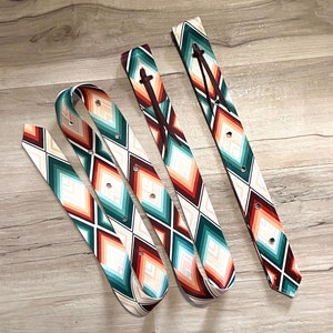 Pony/Mini Horse Aztec Cinch Strap Set, Latigo Strap, Off Billet Strap, Western Saddle Cinch Strap, Blue Cinch Strap, Tack Set, Paisley Cinch