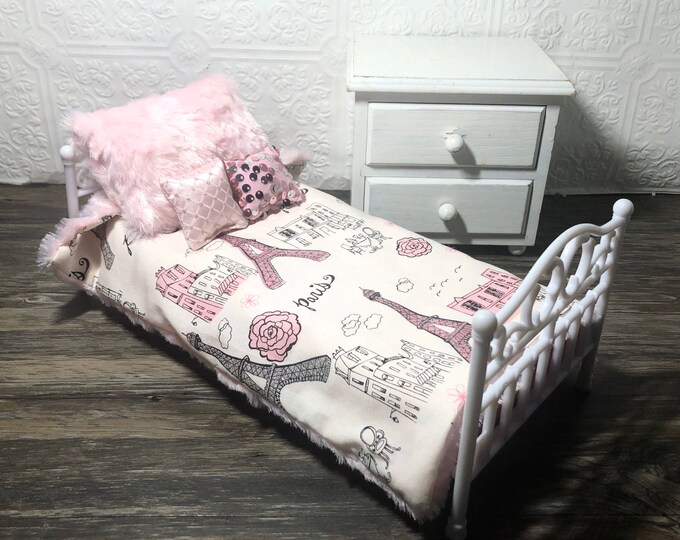 Doll Bedding Set 12 Inch Doll Blanket Pillow Set Paris Doll Bedding