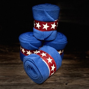 Flag Polo Wraps, Horse Polo Wraps, Pony Polo Wraps, Set of 2 or 4, Blue Polo Wraps, Red Polo Wraps, Patriotic Polo Wraps,