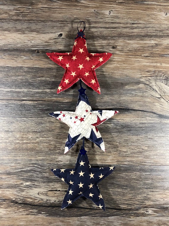 American Star Wall Decor Americana Fabric Hanging 4th Of July Decoration Red White Blue