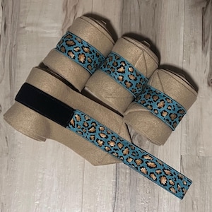 Leopard Polo Wraps, Horse Polo Wraps, Black Polo Wraps, Set of 2 or 4, Gift for Horse Lover, For Pony, For Mini Polo Wraps