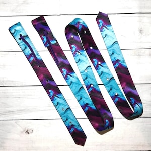 Tie Dye Cinch Strap Set, Latigo Strap, Off Billet Strap, Western Saddle Cinch Strap, Purple Teal Cinch Strap, Blue Tack Set
