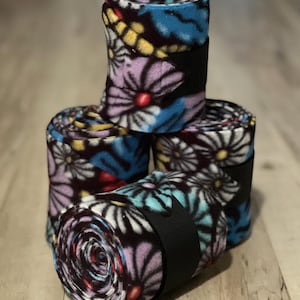 Retro Flower Polo Wraps, Horse Polo Wraps, Gift for Equestrian, Horse Gift, Polo Wraps for Horses, Mini, Pony, Show Lamb/Sheep