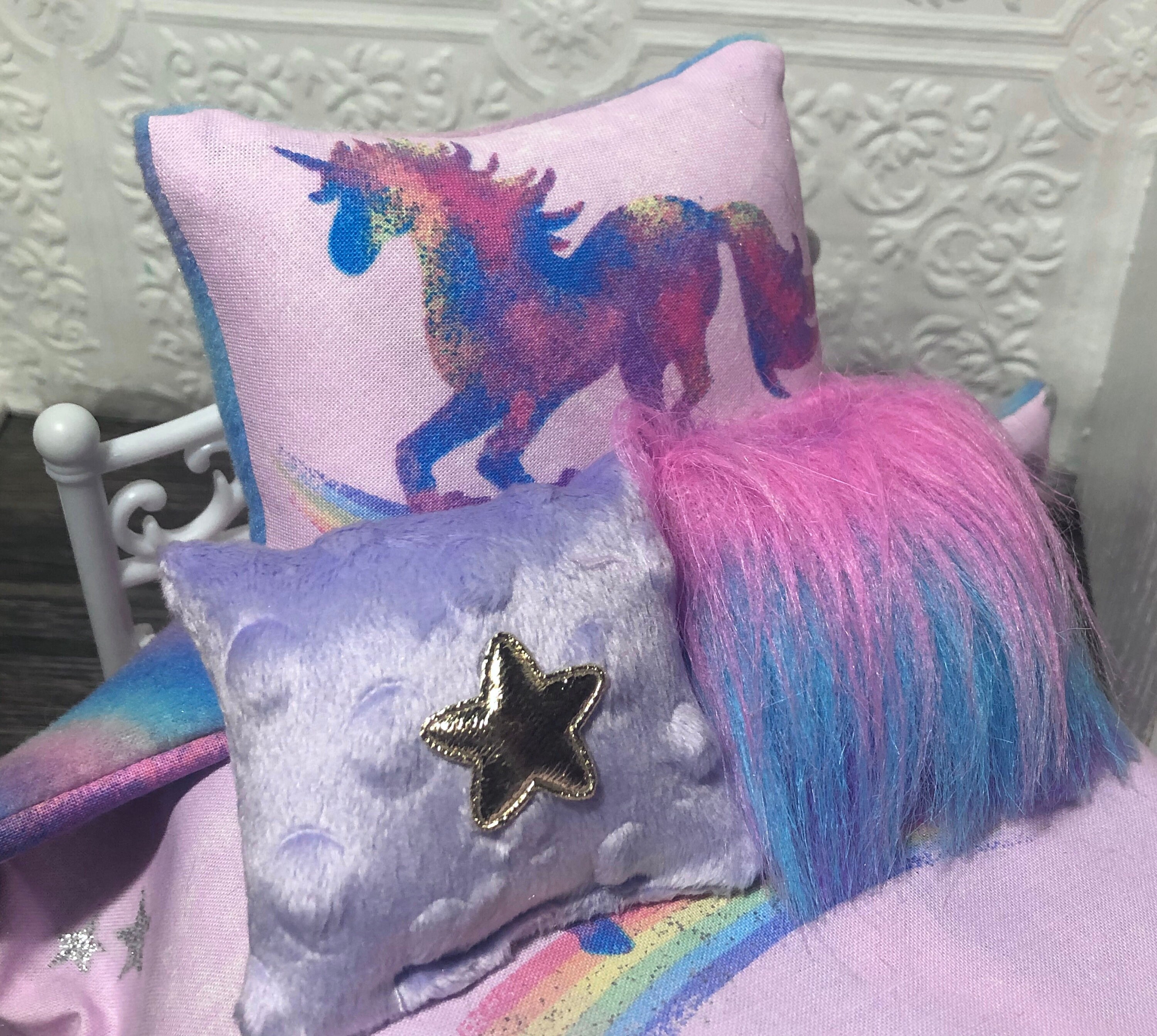 Unicorn Doll Bedding Set 12 Inch Doll Bedding 12 Doll Bed Etsy