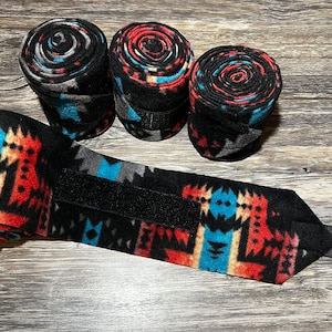 Aztec Polo Wraps, Horse Polo Wraps, Stable Wraps, Set of 2 or 4, Blue Polo Wraps, Fleece Polo Wraps, Polo Wraps for Horses, Pony