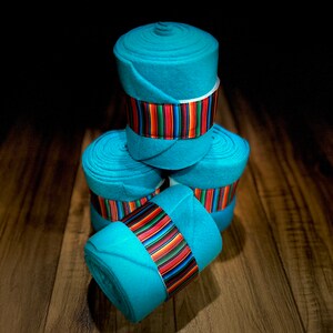 Serape Polo Wraps, Horse Polo Wraps, Stable Wraps, Set of 2 or 4, Teal Blue Polo Wraps, Fleece Polo Wraps, Polo Wraps for Horses, Mini, Pony
