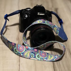Paisley Camera Strap, Gift for Photographer, Camera Accessories, Blue Camera Strap, Gift for Lady, Purse Strap