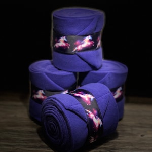 Unicorn Polo Wraps, Horse Polo Wraps, Set of 2 or 4, Purple Polo Wraps, Lamb Shag Wraps, Sheep Leg Wraps, Polo Wraps for Horses, Mini, Pony