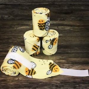 Bee Polo Wraps, Yellow Polo Wraps, Horse Polo Wraps, Set of 2 or 4, Equine Polo Wraps, Pony Polo Wraps, Mini