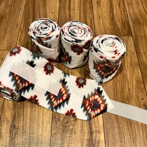 2er oder 4er Set Azteken-Polo-Wraps, Pferde-Polo-Wraps, Pferdebein-Wraps, rote Polo-Wraps, Polo-Wraps für Pferde, Miniaturpferd, Pony