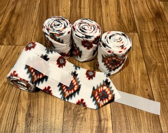 Aztec Polo Wraps, Horse Polo Wraps, Horse Legs Wraps, Set of 2 or 4, Red Polo Wraps, Polo Wraps for Horses, Miniature Horse, Pony