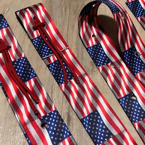 Mini/Pony Patriotic Cinch Strap Set, Latigo Strap, Off Billet Strap, Western Saddle Cinch Strap, Red White Blue Cinch Strap, Flag Tack Set