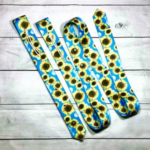Sunflower Cinch Strap Set, Latigo Strap, Off Billet Strap, Western Saddle Cinch Strap, Blue Cinch Strap, Tack Set, Yellow Cinch