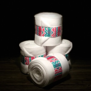 Aztec Polo Wraps, Horse Polo Wraps, Stable Wraps, Set of 2 or 4, White Polo Wraps, Fleece Polo Wraps, Polo Wraps for Horses, Mini, Pony