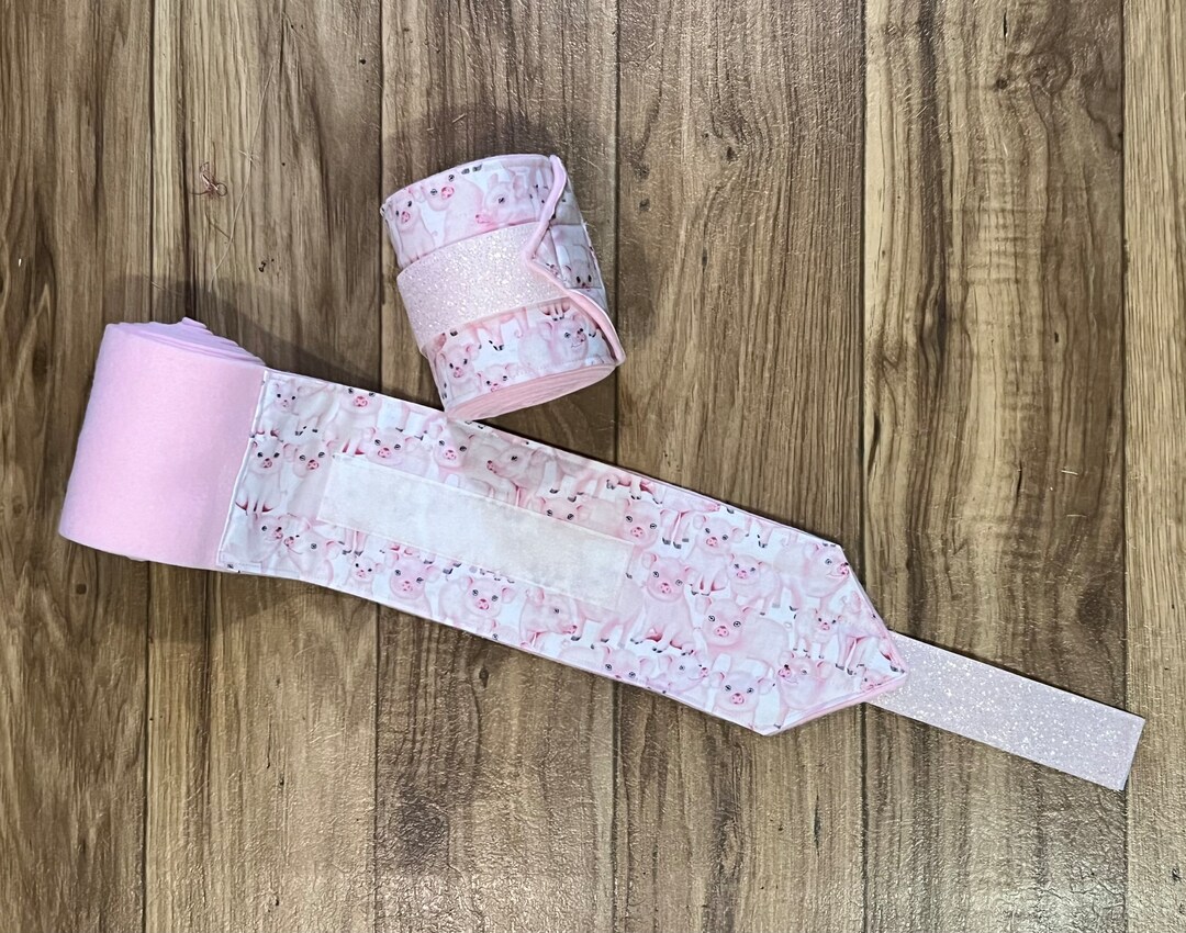 Pig Polo Wraps, Horse Polo Wraps, Pony Polo Wraps, Set of 2 or 4, Pink