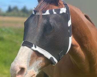 Cow Print Fly Mask, Equestrian Gift, Gift for Horse Girl, for Horses, Mini, Pony