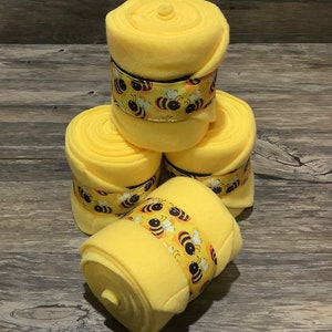 Bee Polo Wraps, Yellow Polo Wraps, Horse Polo Wraps, Set of 2 or 4, Equine Polo Wraps, Pony Polo Wraps, Mini