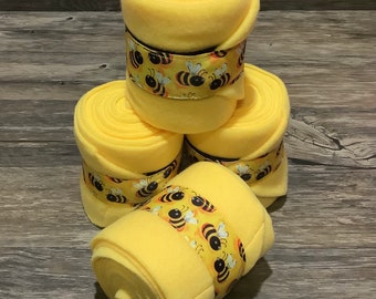 Bee Polo Wraps, Yellow Polo Wraps, Horse Polo Wraps, Set of 2 or 4, Equine Polo Wraps, Pony Polo Wraps, Mini