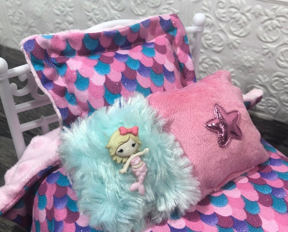 Mermaid Doll Bedding Set, 12” Doll Bedding, 12 inch Doll Bed