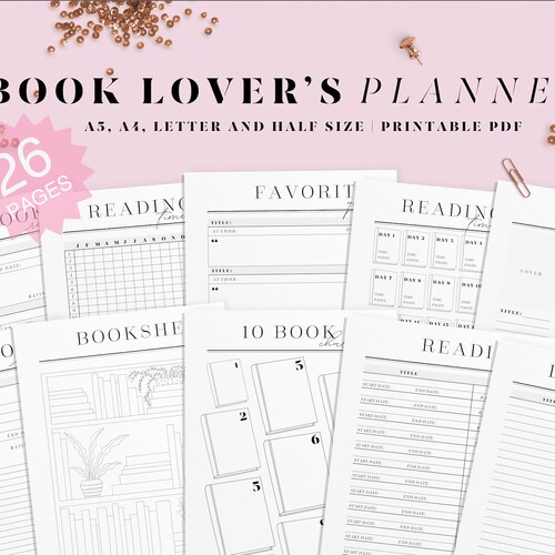 A5 Inserts : Reading Journal Printable Book Planner Template - Etsy