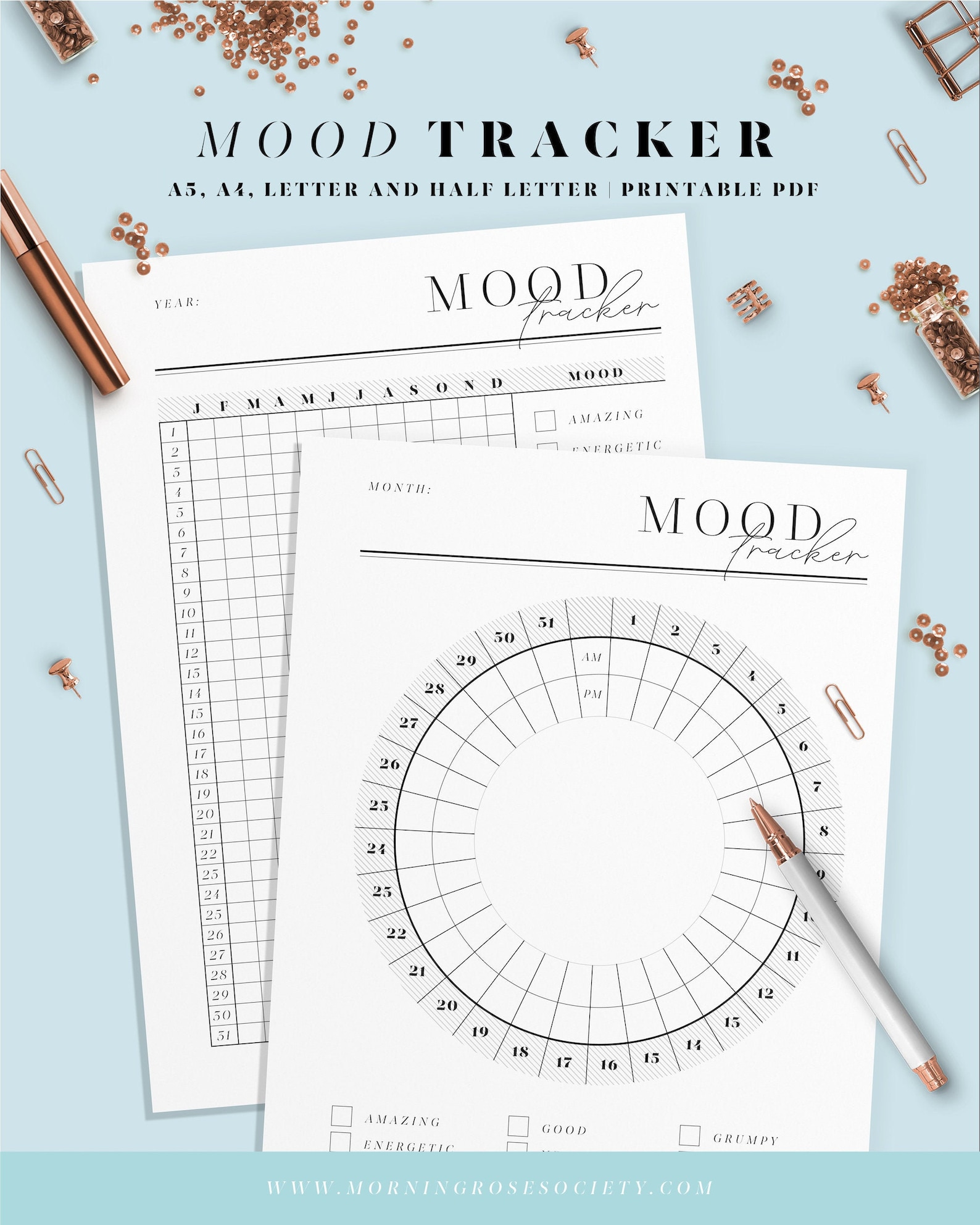 Mood Tracker Printable Bullet Journal Template A4 A5 Etsy