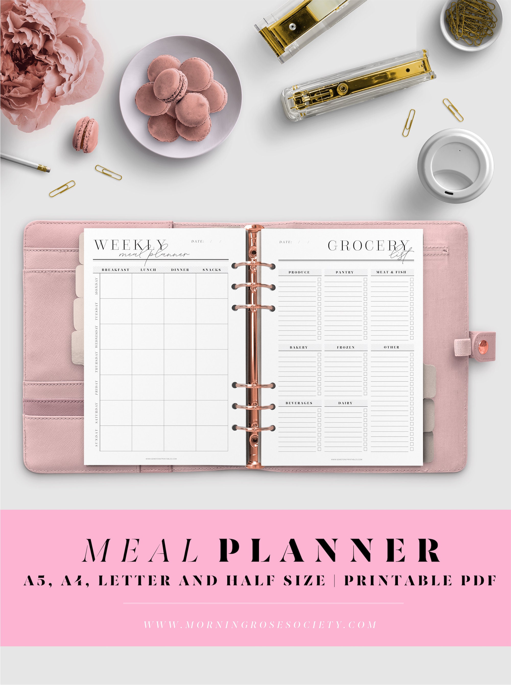 Grocery List and Weekly Meal Planner Printable Pages. A4, A5, Letter ...