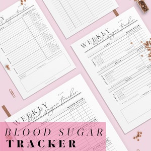 May include: A printable weekly blood sugar tracker with sections for meals, workout, bedtime, and notes. The tracker includes space to record blood sugar levels before and after meals, workouts, and bedtime.