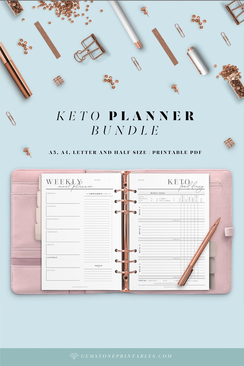 keto diet journal printable planner keto tracker etsy