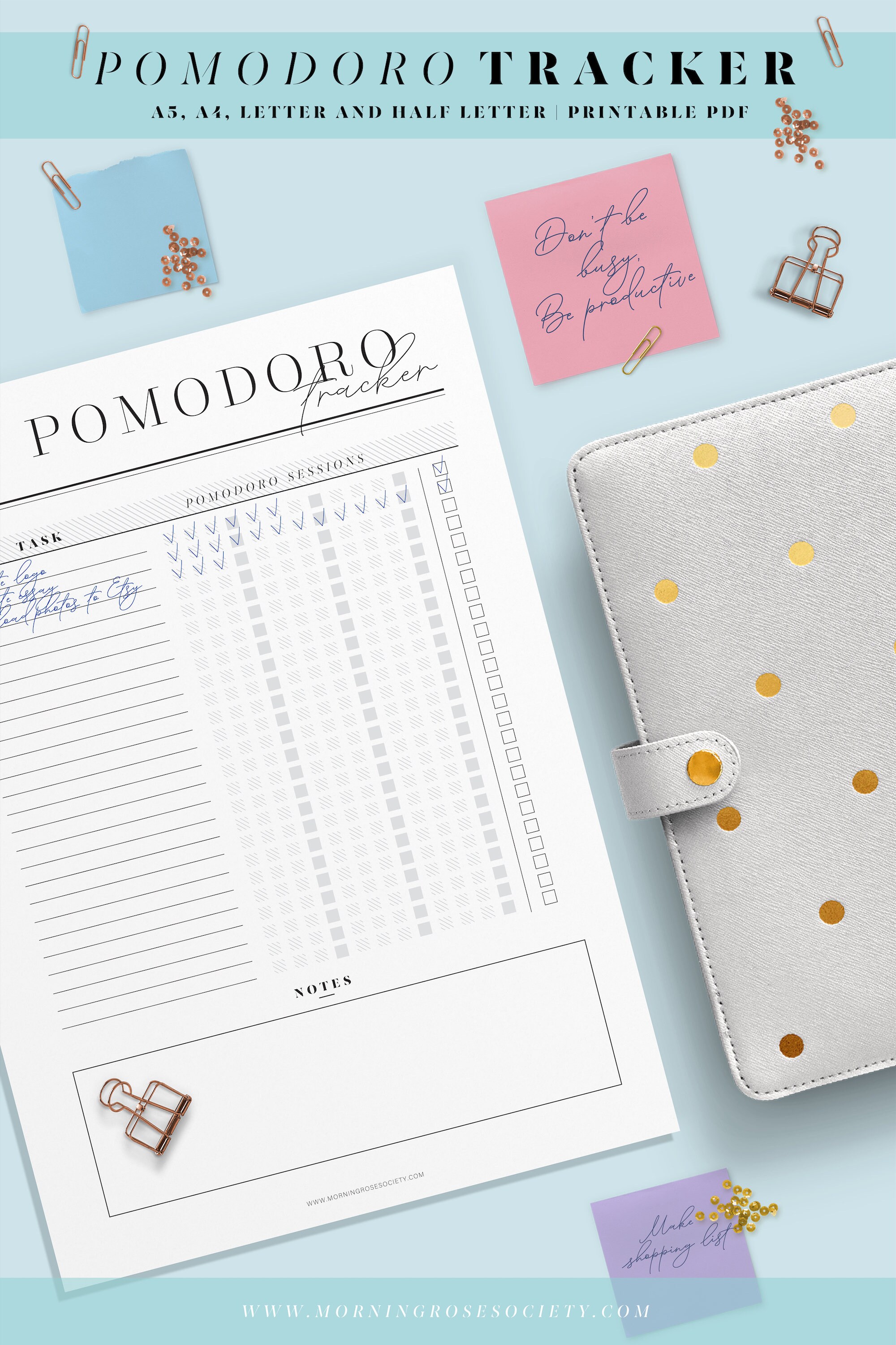 Pomodoro Tracker Printable. Productivity Planner A4, A5, Letter and ...