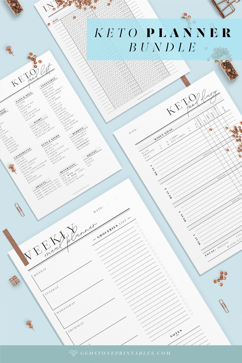 keto diet journal printable planner keto tracker etsy