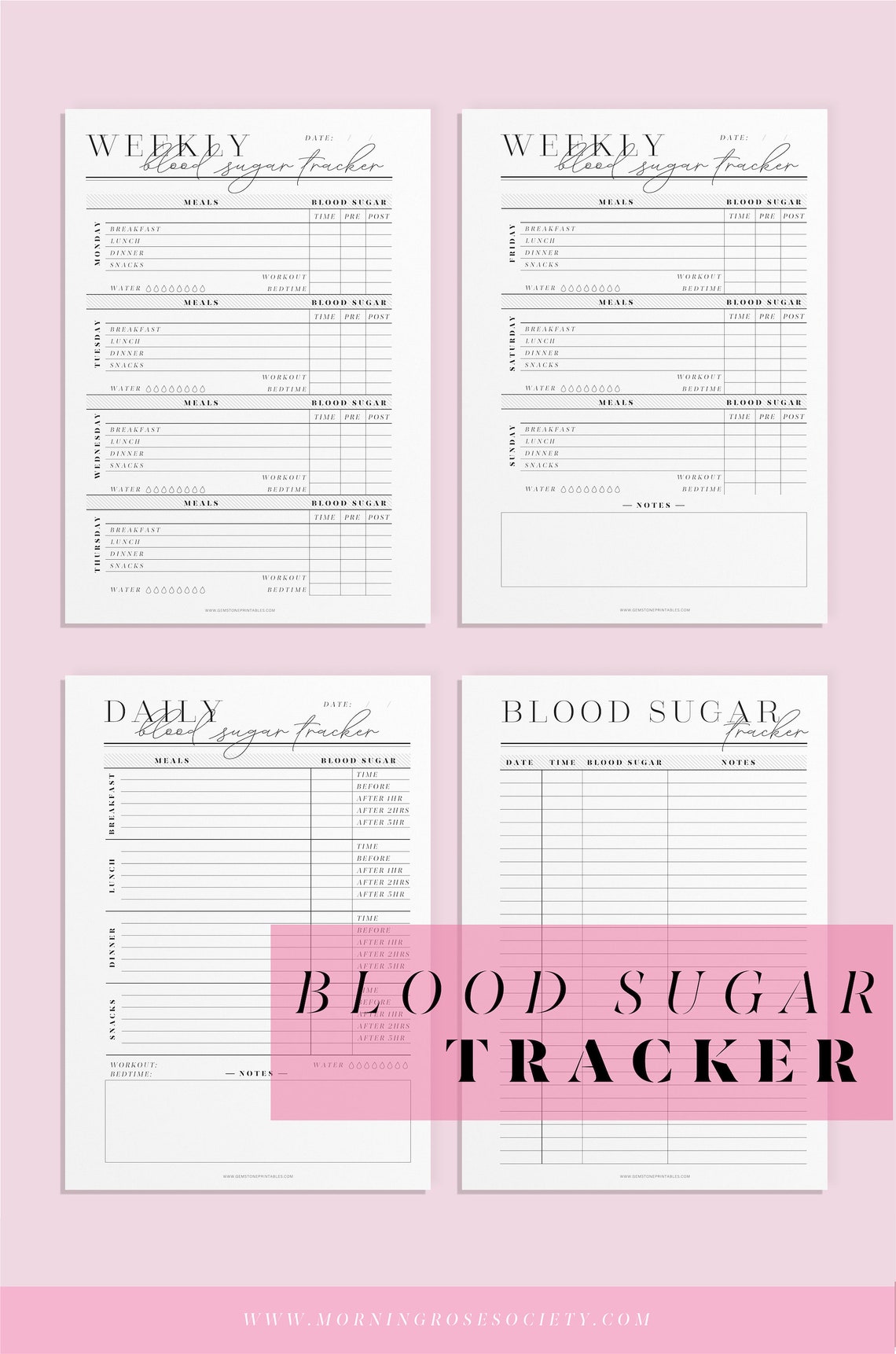 Blood Sugar Log. Diabetes Log Printable Pdf Template. A4, A5, Letter ...