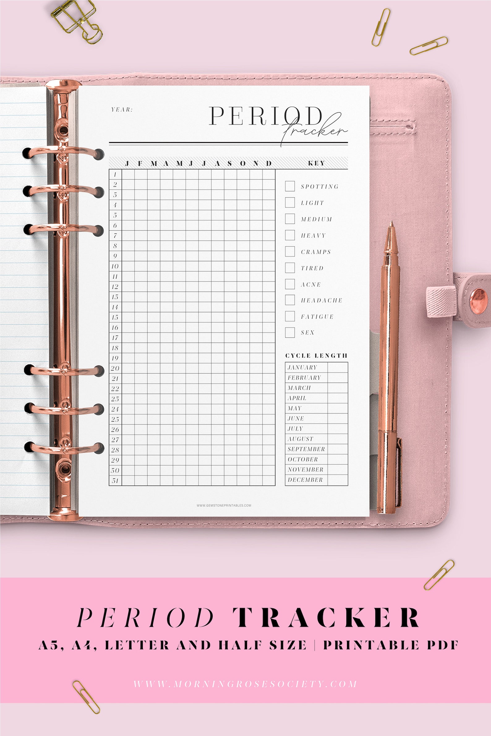 Period Tracker Printable Template. Symptom and Mood Tracker. A4, A5 ...