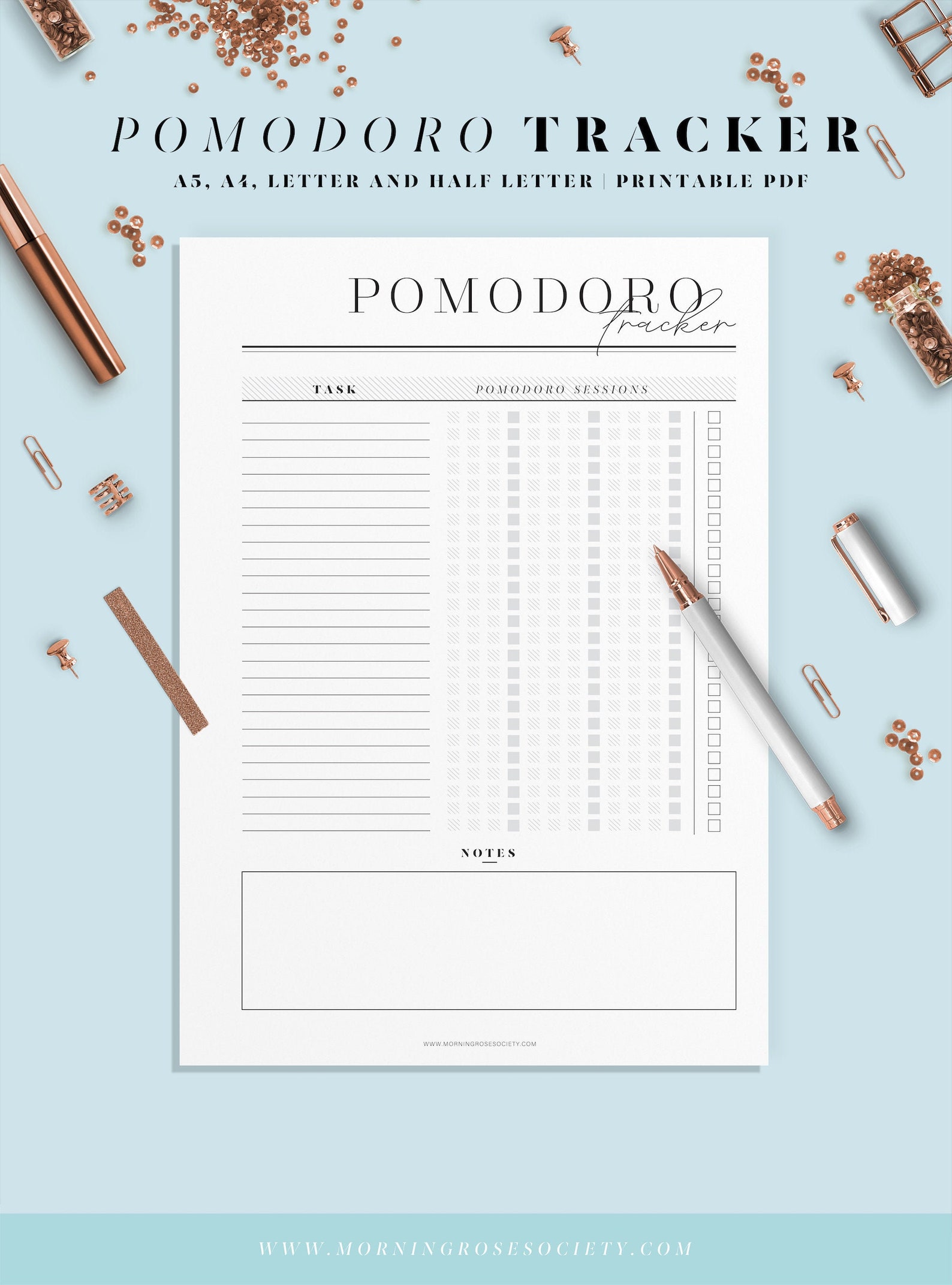 Pomodoro Tracker Printable. Productivity Planner A4, A5, Letter and ...
